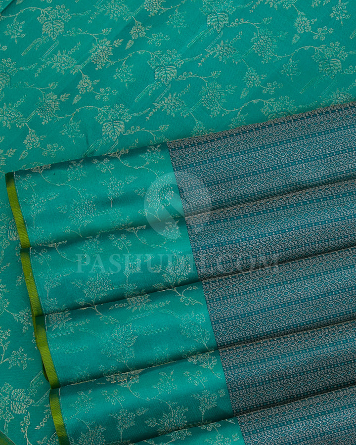 Dark Green And Light Green Kanjivaram Silk Saree - DJ280(D)