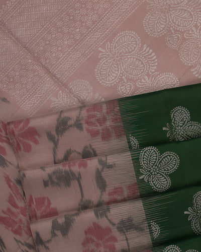 Green And Beige Soft Silk Saree - C18