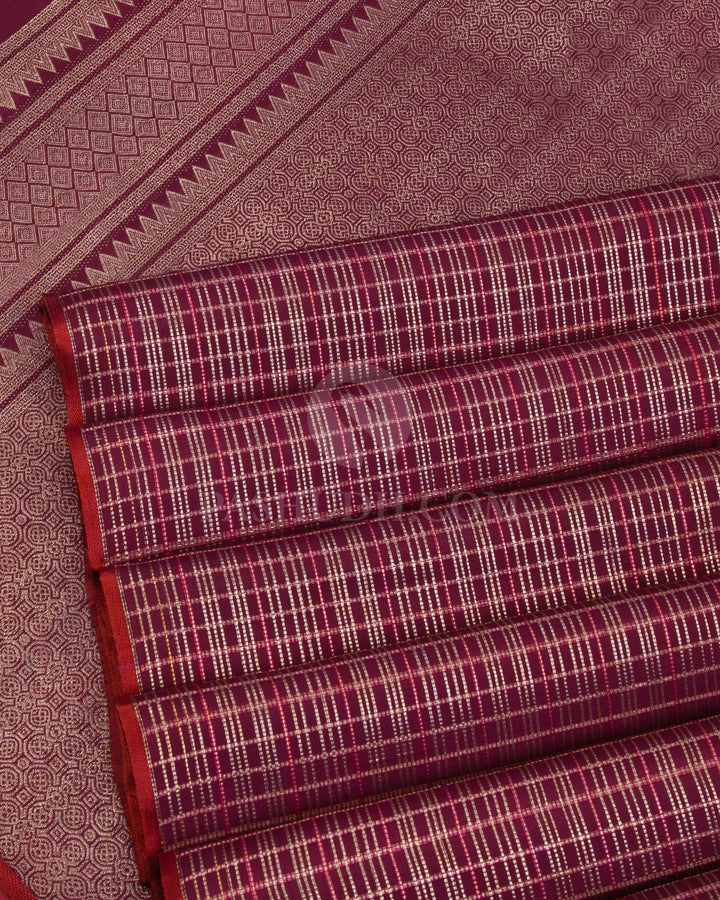 Paaku And Red Kanjivaram Silk Saree - S1035(B) - View 4