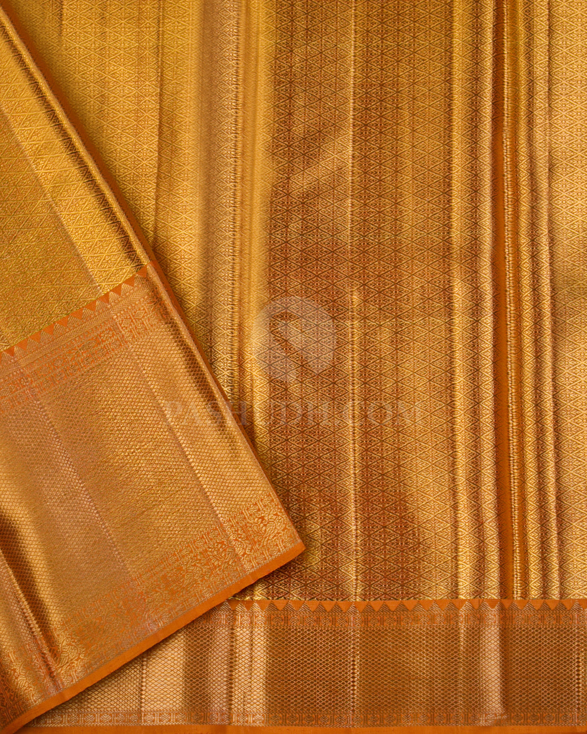 Golden Orange Tissue Kanjivaram Silk Saree - S986  - View 3