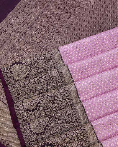 Baby Pink And Dark Purple Kanjivaram Silk Saree - S1239(A)