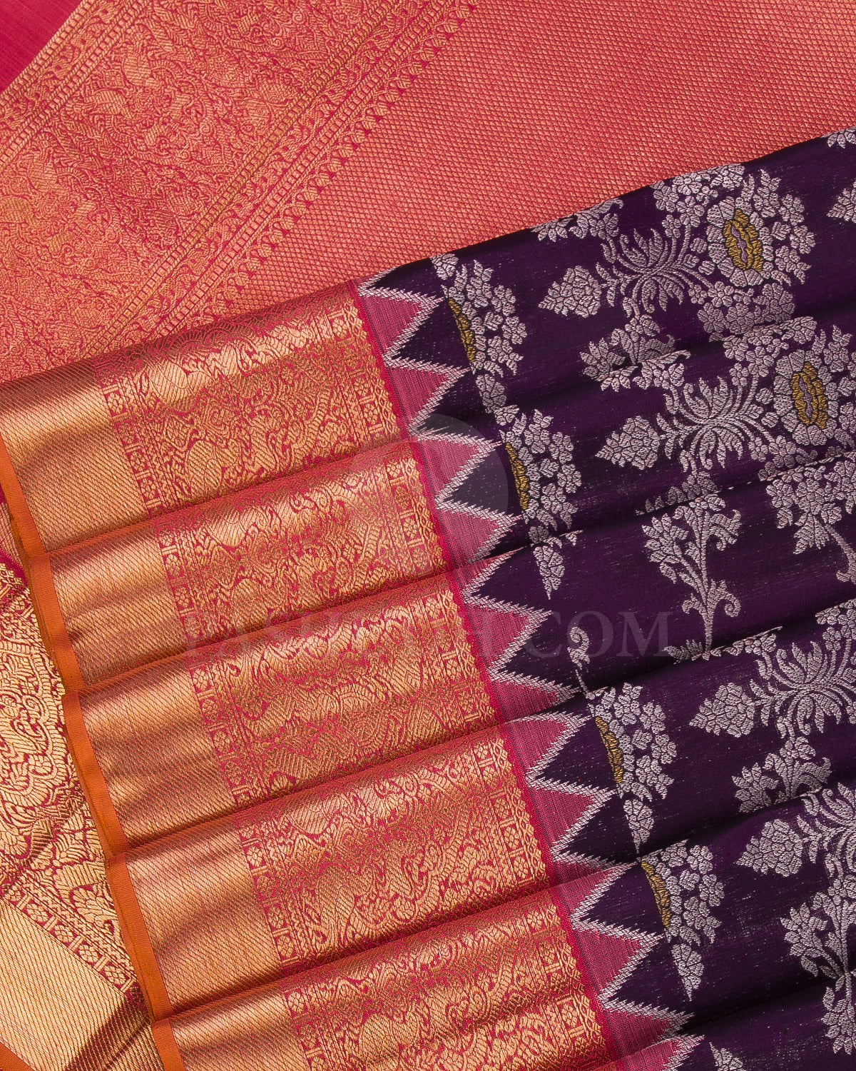 Purple And Pale Orange Kanjivaram Silk Saree - S1242(A)