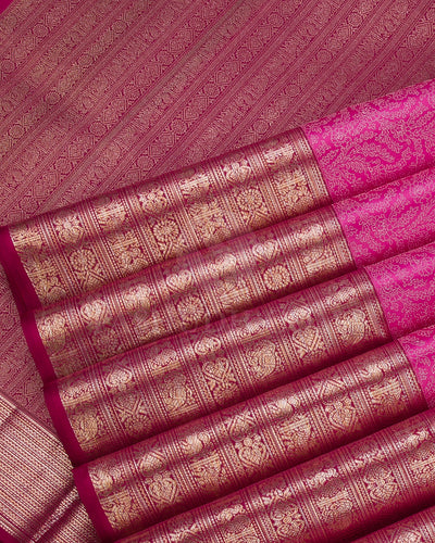 Bright Pink And Deep Rouge Kanjivaram Silk Saree - DT282(A)