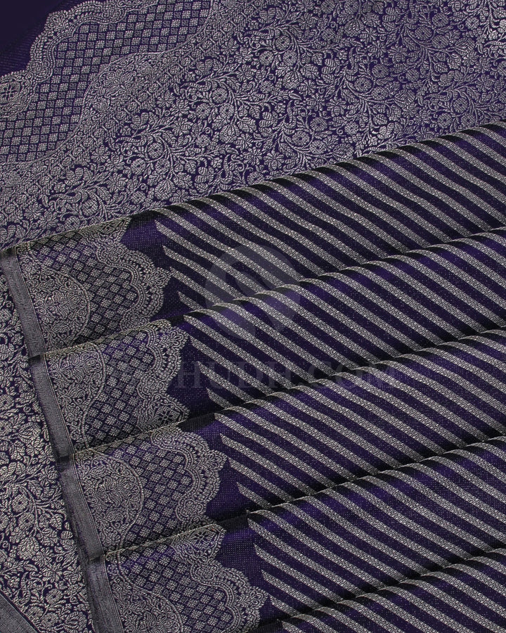 Navy Blue And Sky Blue Kanjivaram Silk Saree - D533(B)