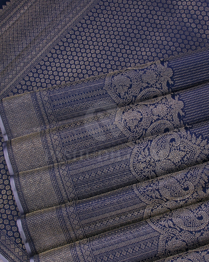 Royal Blue And Lavender Kanjivaram Silk Saree - DJ329(A)