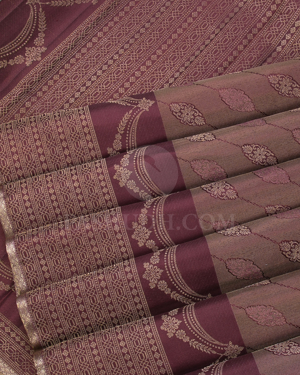 Mild Chocolate Brown And Old Rose Kanjivaram Silk Saree - DJ289(B)