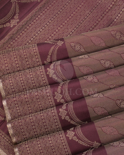 Mild Chocolate Brown And Old Rose Kanjivaram Silk Saree - DJ289(B)