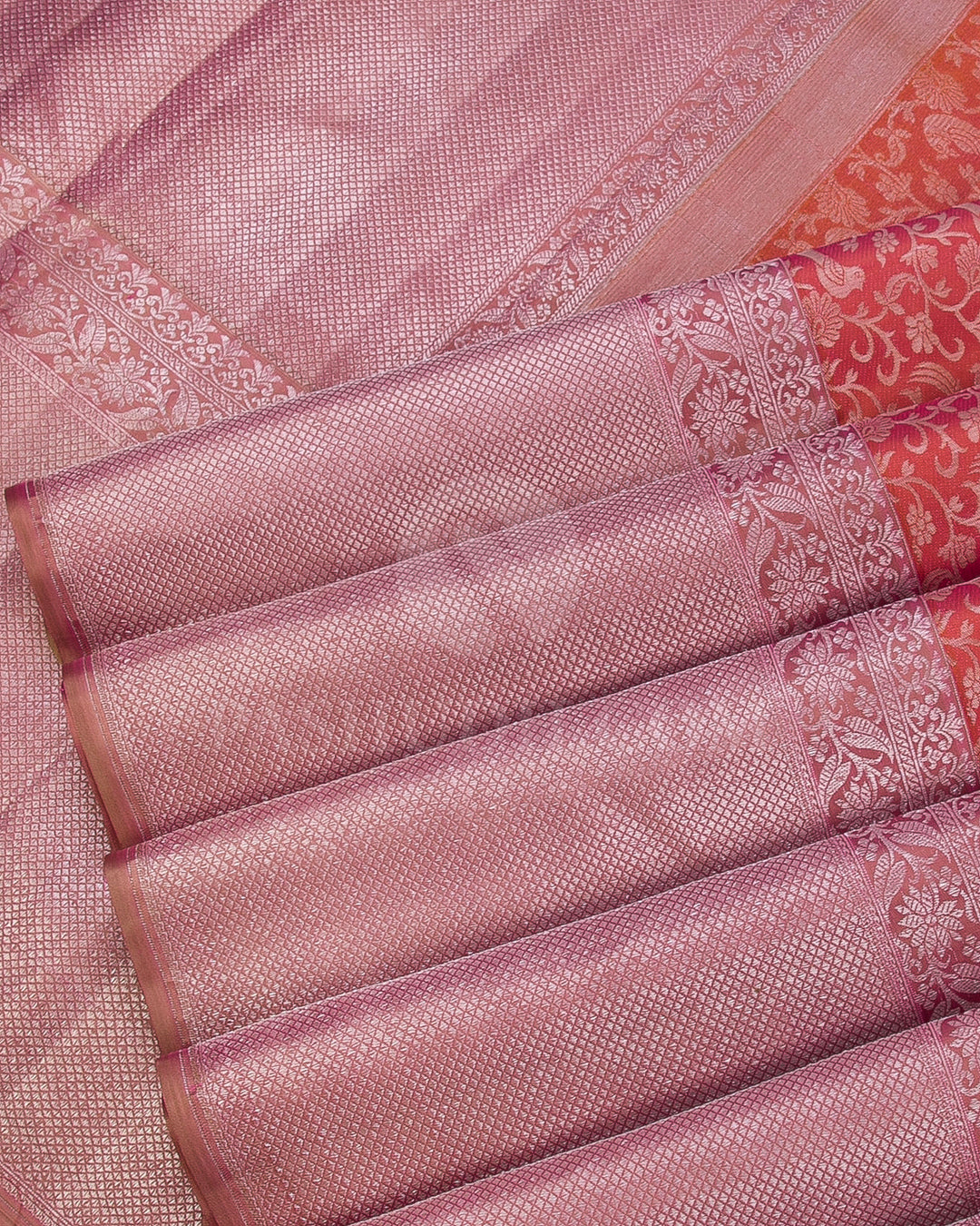 Mild Orange And Old Rose Kanjivaram Silk Saree - DT280(A)