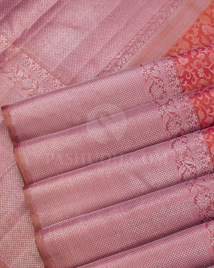 Mild Orange And Old Rose Kanjivaram Silk Saree - DT280(A)