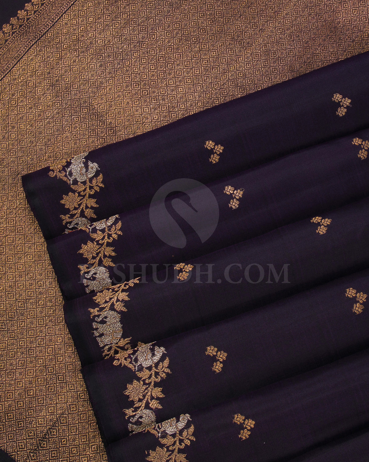 Aubergine Kanjivaram Silk Saree - S1245(A)