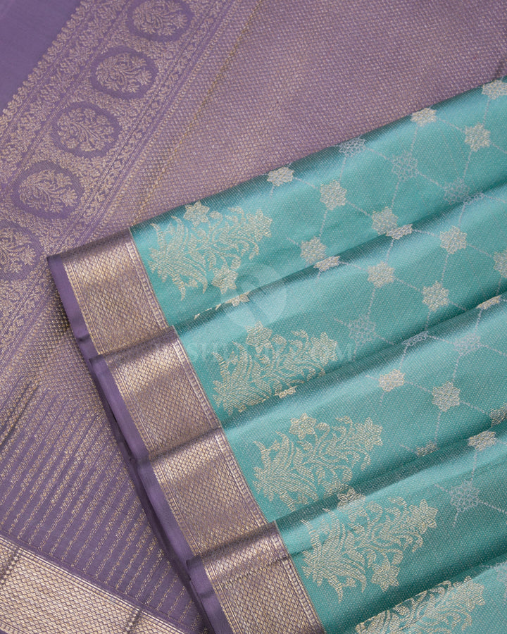 Soft Blue & Lavender Kanjivaram Silk Saree - DJ232
