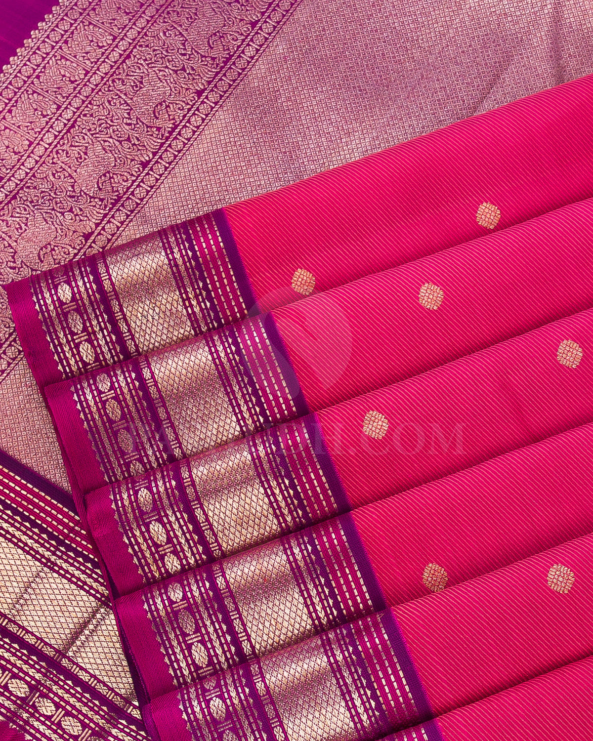 Raspberry Pink And Violet Kanjivaram silk Saree - S1094(C)