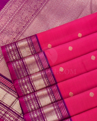 Raspberry Pink And Violet Kanjivaram silk Saree - S1094(C)