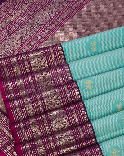 Turquoise And Purple Kanjivaram Silk Saree - S1260(A)