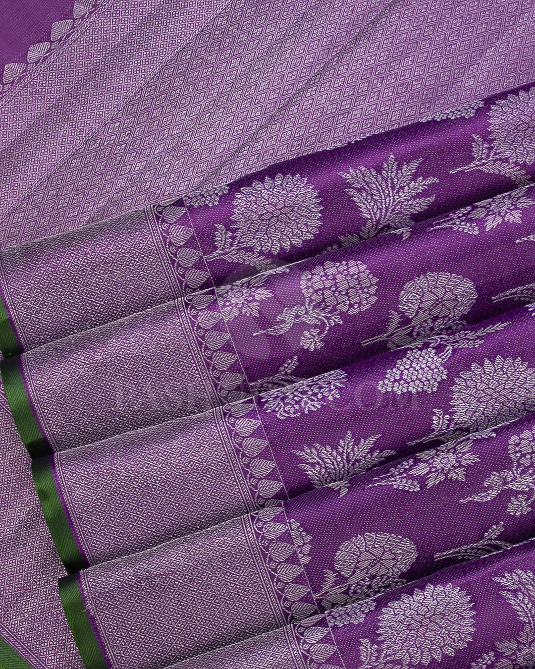 Deep Lavender And Green Kanjivaram Silk Saree - D573(A)