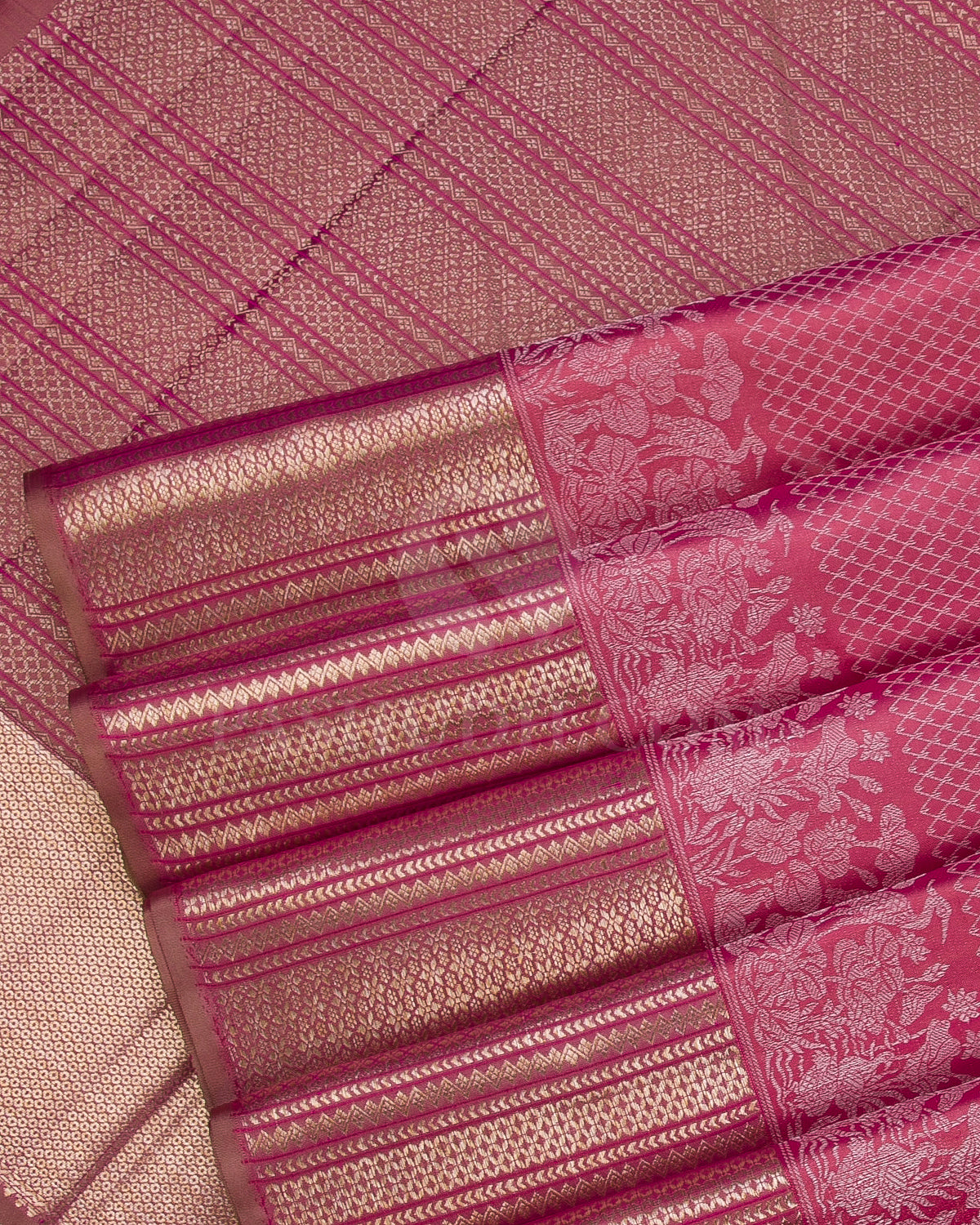 Baby Pink Beige Kanjivaram Silk Saree - D572(A)