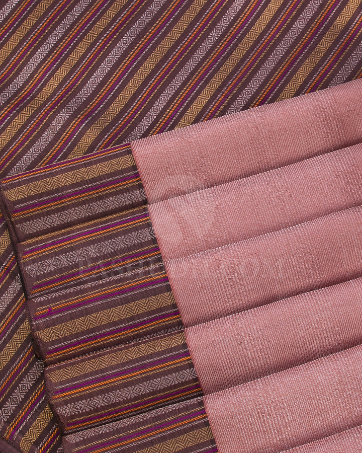 Old Rose And Light Brown Kanjivaram Silk Saree - S1114(B)
