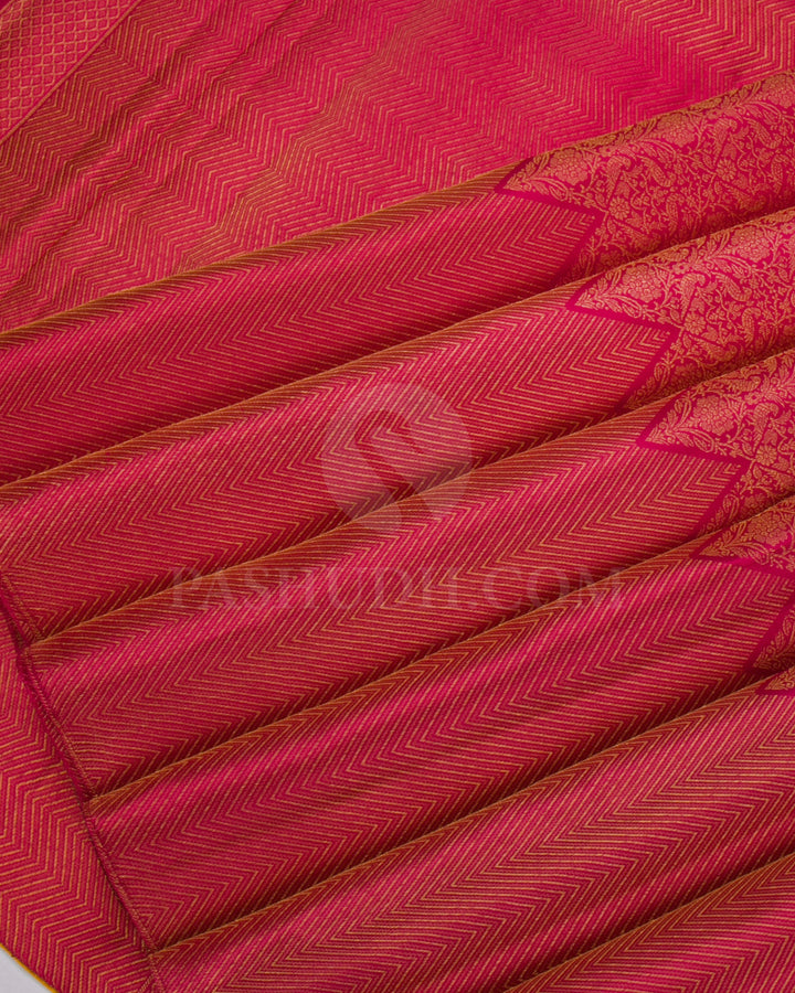 Rani Pink And Yellow Kanjivaram Silk Saree - D539(C)