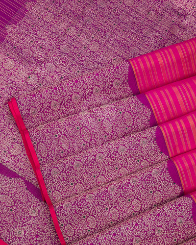 Pink, Orange And Violet Kanjivaram Silk Saree - S1176(A)