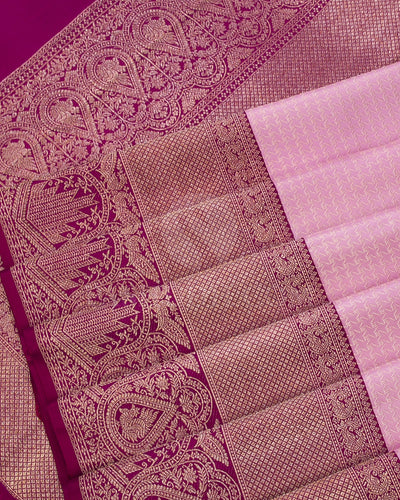 Baby Pink And Violet Kanjivaram Silk Saree - S1259(A)