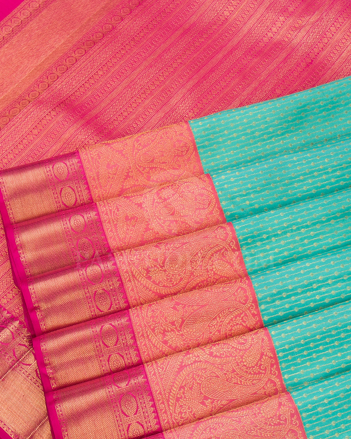 Sky Blue, Taffy Pink And Rani Pink Kanjivaram Silk Saree - S1232(A)