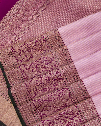 Baby Pink and Violet Kanjivaram Silk Saree - S1234(A)