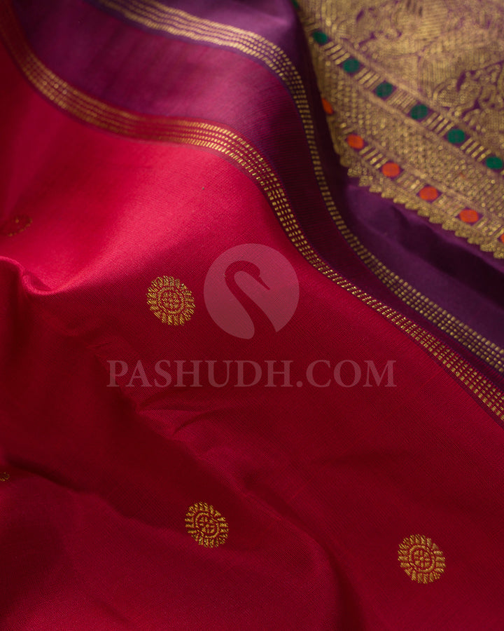 Bold Red With Betel Nut Shade Bridal Pure Zari Kanjivaram Silk Saree-SP409