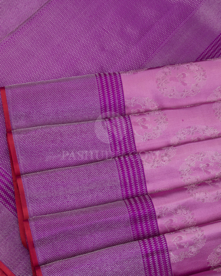 Old Rose And Violet Kanjivaram Silk Saree - D510(D) - View 3