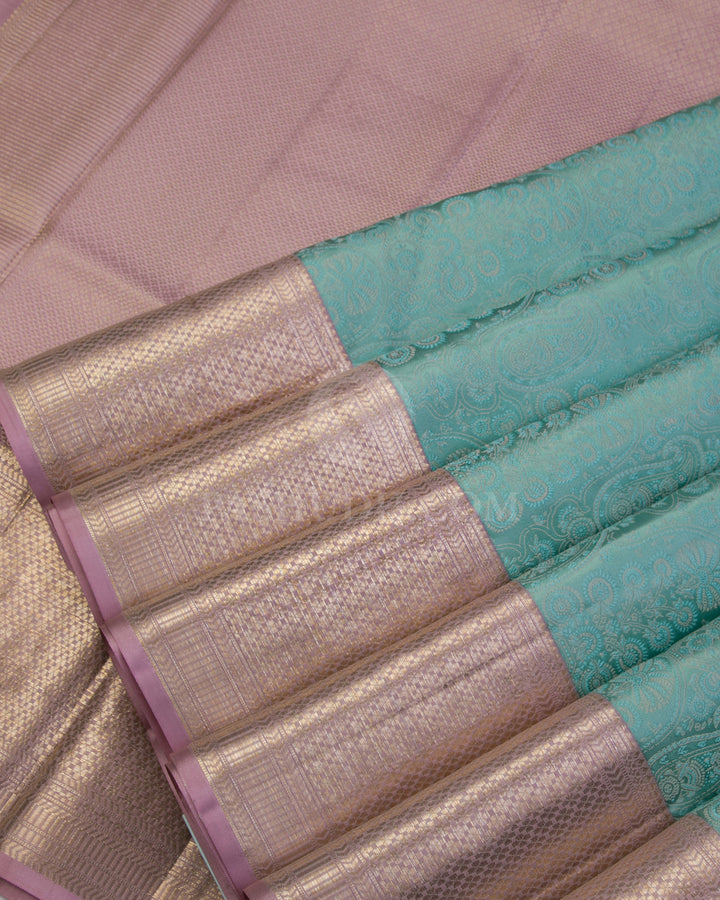 Sag Green and Old Rose Kanjivaram Silk Saree - DJ285(A) - View 3