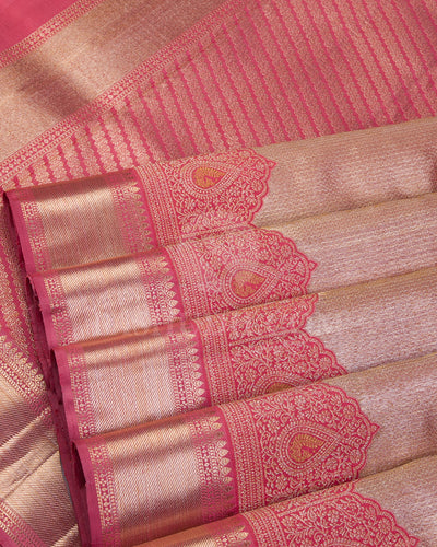 Old Rose Gold Organza Kanjivaram Silk Saree - S1175(A) - View 4