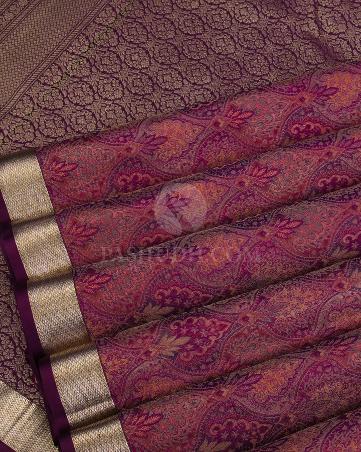 Purple Kanjivaram Silk Saree - DJ278(B) - View 3