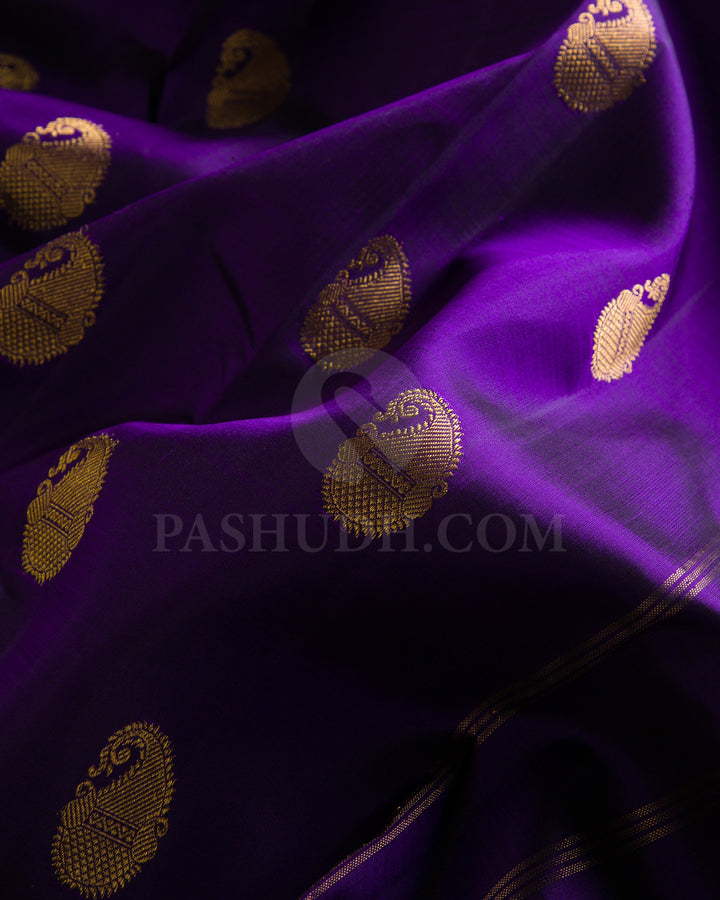Deep Violet Traditional Kanjivaram Silk Saree - SVJ31