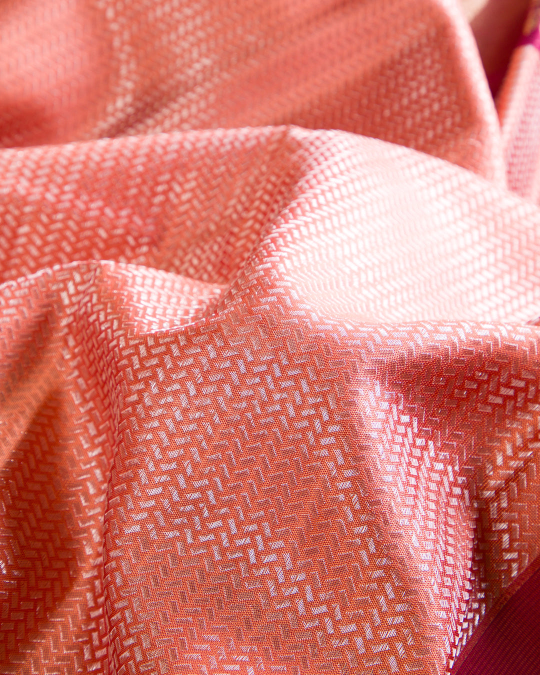 Peach And Maroon Kanjivaram Silk Saree - D569(B)