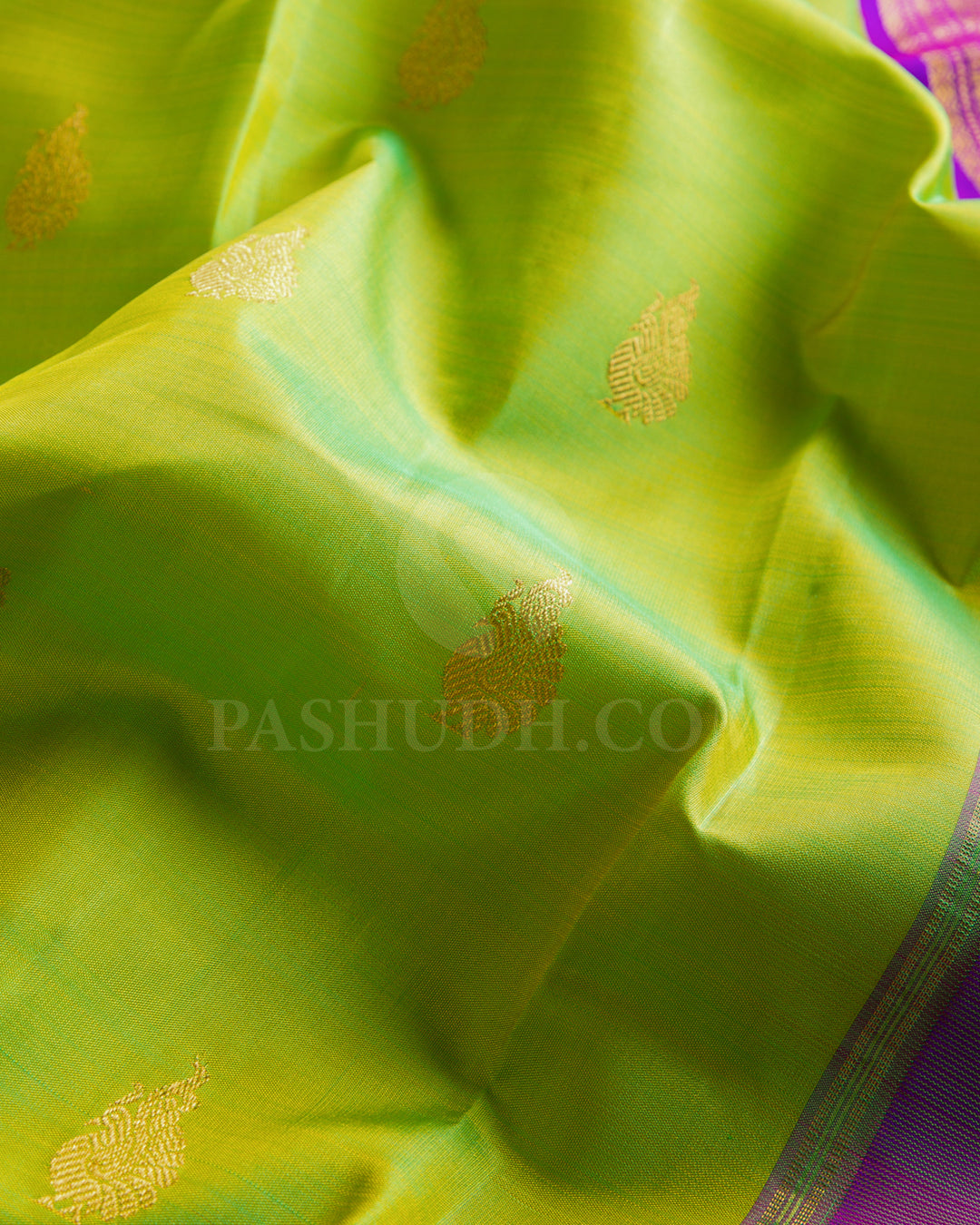Parrot Green And Violet Traditional Kanjivaram Silk Saree - SVJ12