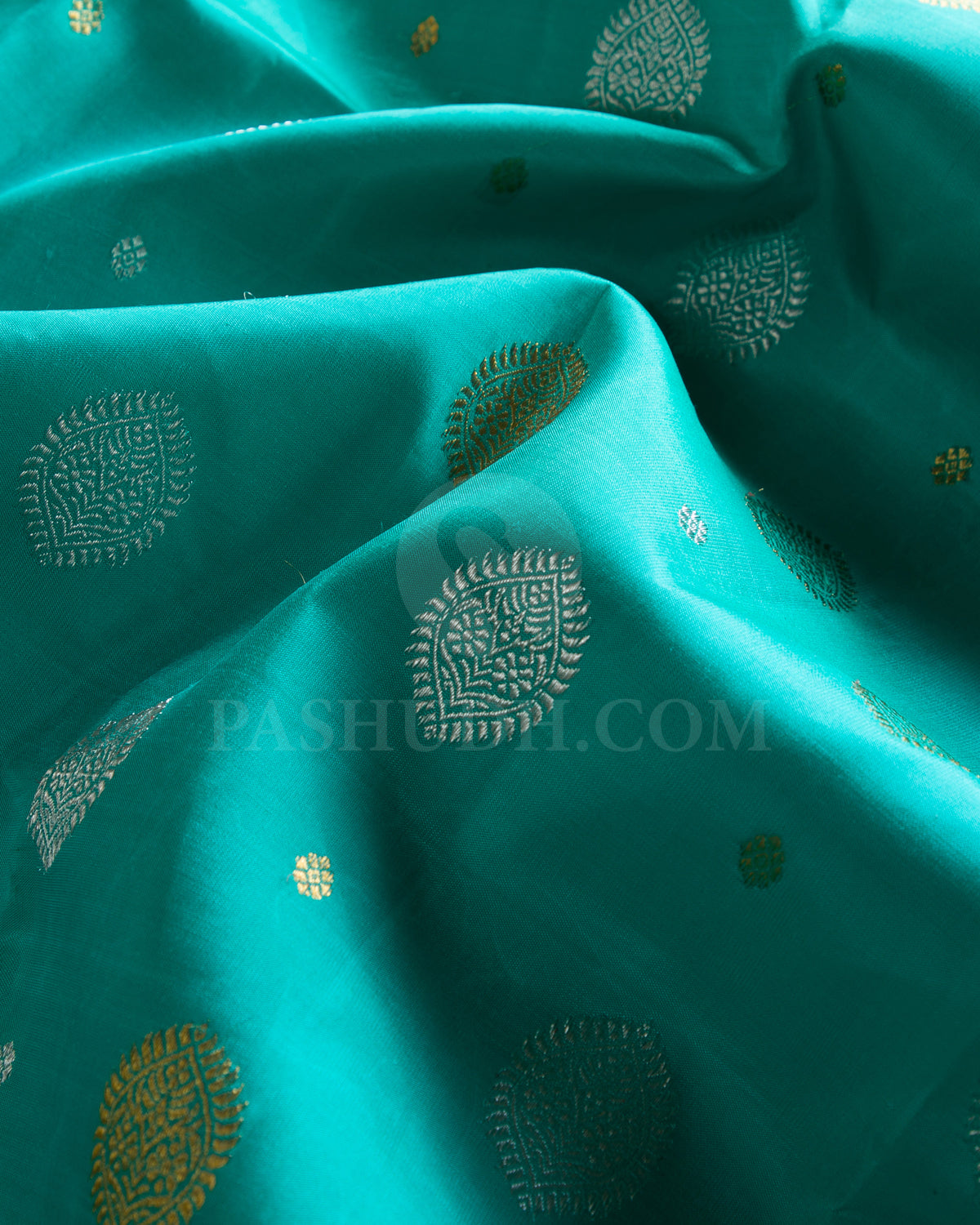 Sea Green and Grey Borderless Traditional Kanjivaram Silk Saree - SVJ26