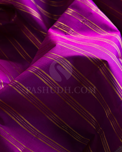 Violet And Cream Traditional Kanjivaram Silk Saree - SVJ27