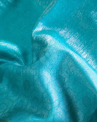 Turquoise Blue And Olive Green Kanjivaram Silk Saree - D527(C)