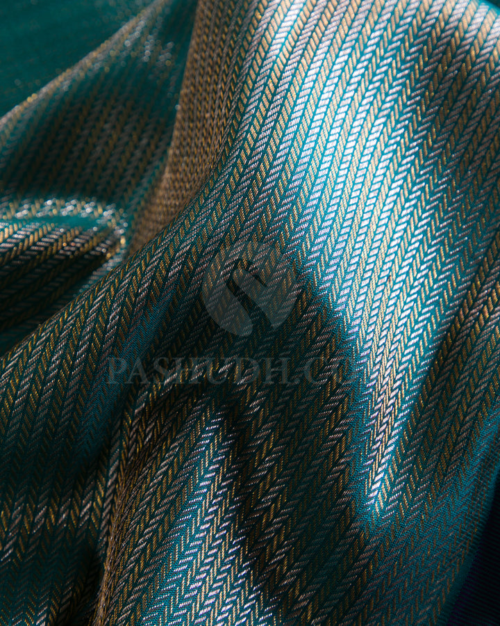 Peacock Green And Violet Kanjivaram Silk Saree - S1062(D)