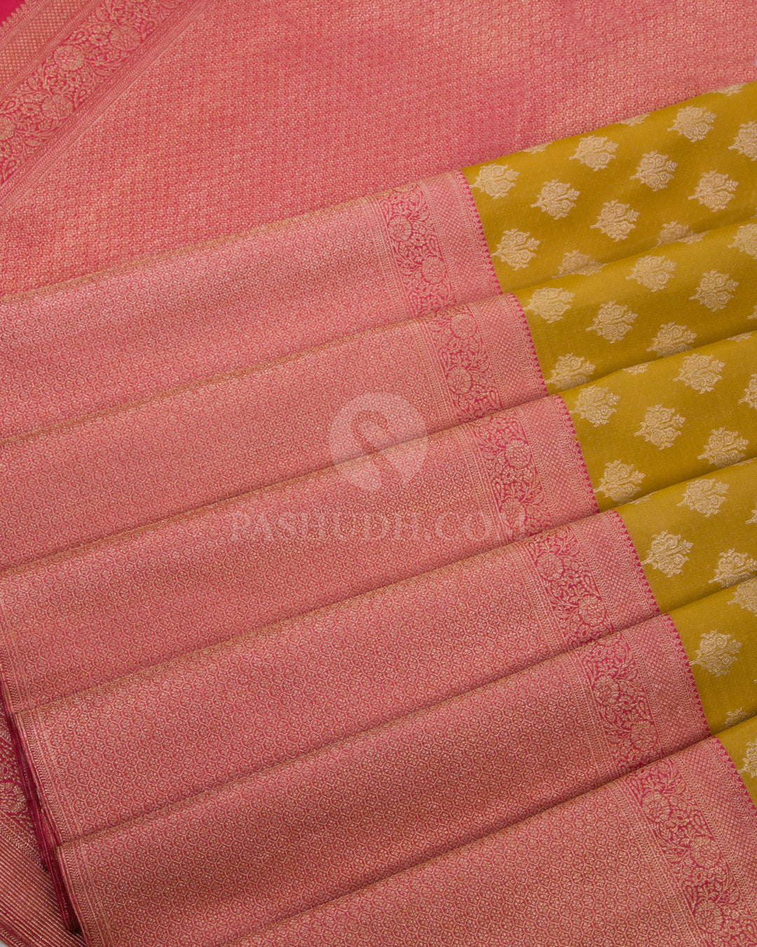 Mustard and Peach Kanjivaram Silk Saree - S796 - View 5