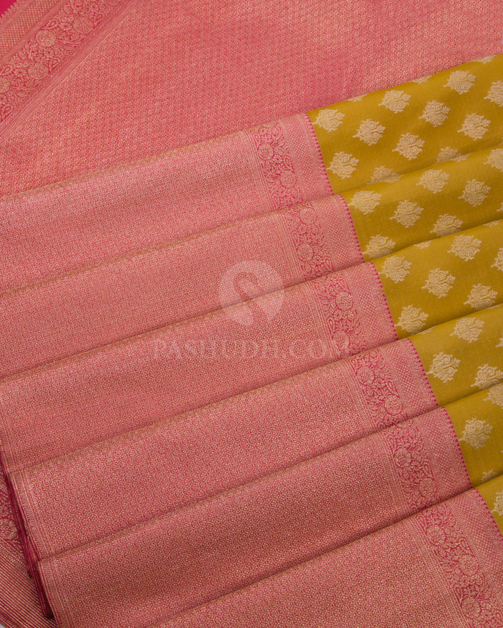 Mustard and Peach Kanjivaram Silk Saree - S796 - View 5