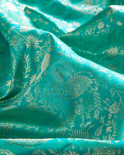 Turquoise Blue and Wine Kanjivaram Silk Saree - S1192(C)