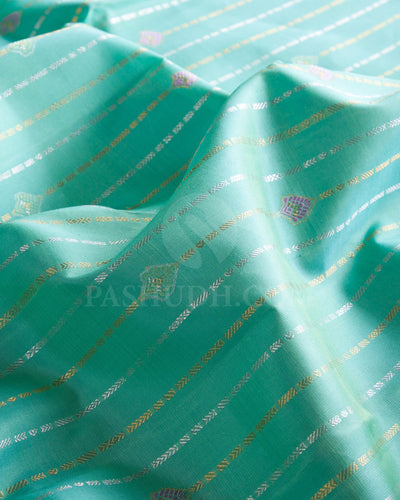 Sea Green And Rose Pink Traditional Kanjivaram Silk Saree - AK1