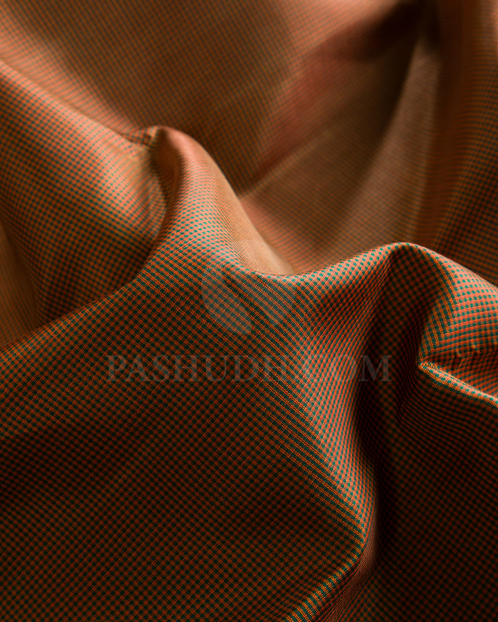 Green And Orange Checks , Pink and Purple Traditional Kanjivaram Silk Saree - K16