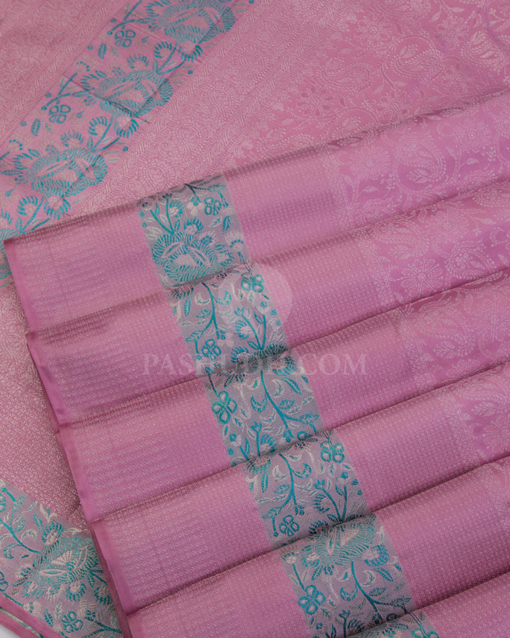 Pink & Green Kanjivaram Silk Saree - DT222 - View 3