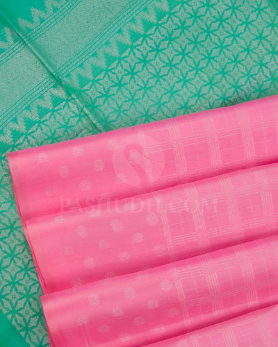 Rose Pink And Sea Green Soft Silk Saree - C104