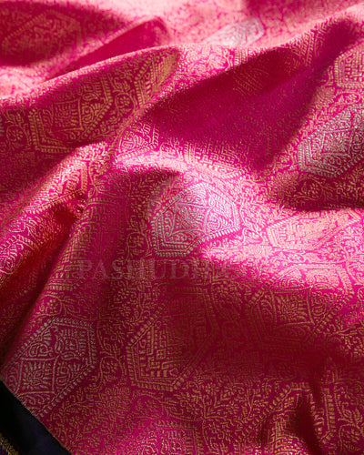 Rani Pink And Deep Aubergine Kanjivaram Silk Saree - S1269(A)