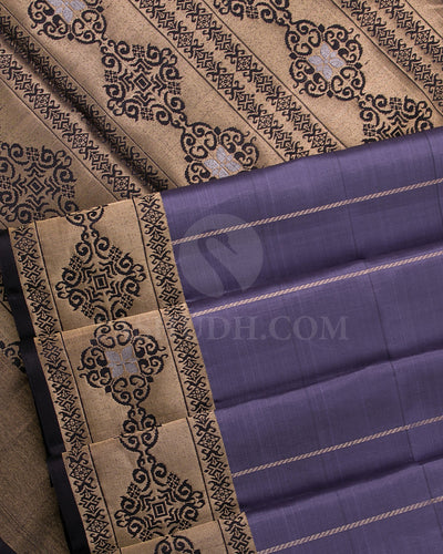 Violet And Gold Soft Silk Saree - C95