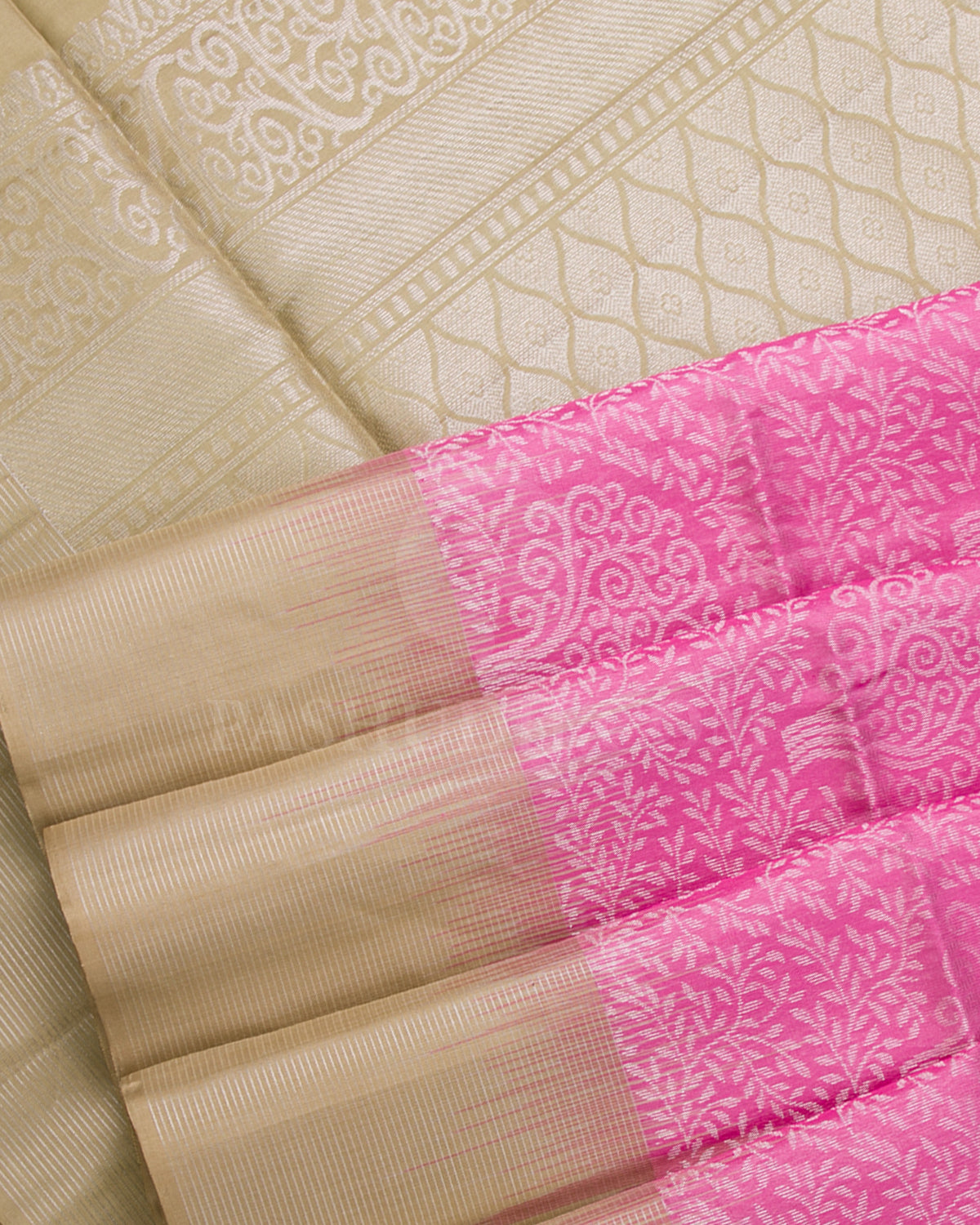 Rose Pink And Beige Soft Silk Saree - C38