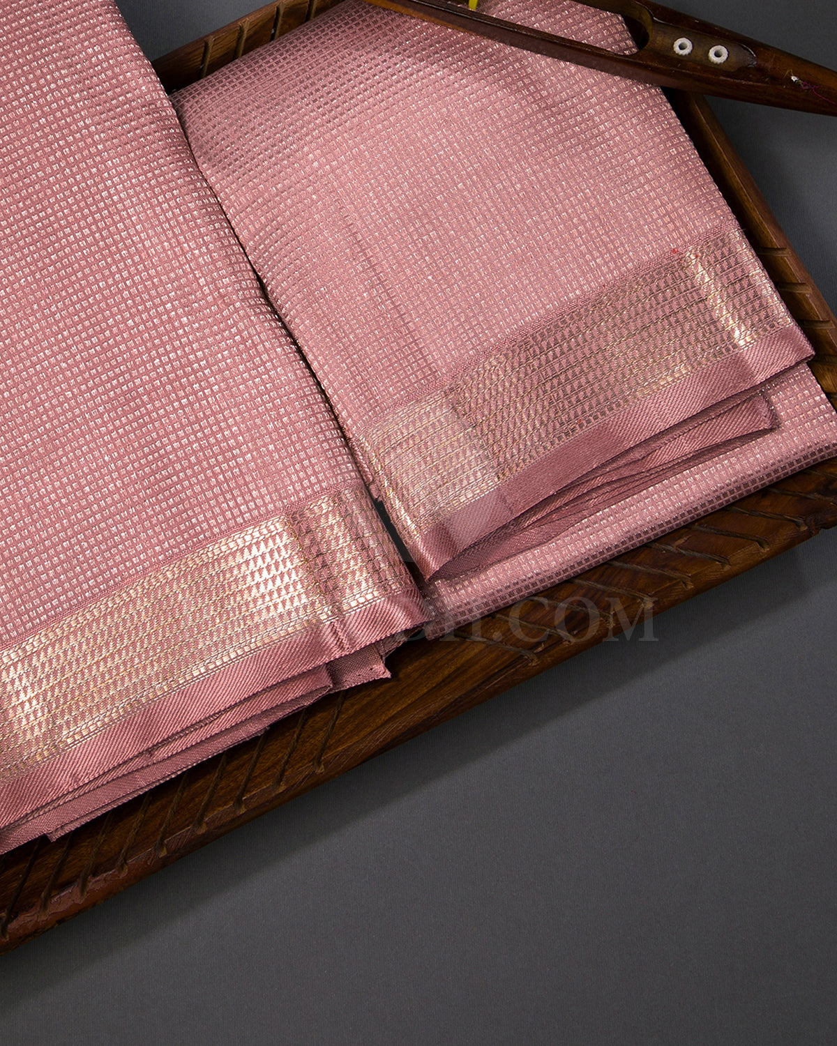 Mauve Pink Silk Dhothi With Matching Silk Angavasthram Set - V21