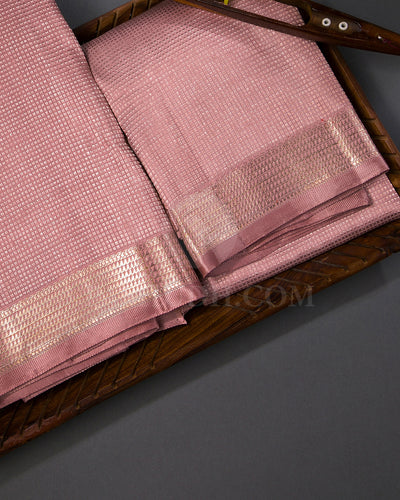 Mauve Pink Silk Dhothi With Matching Silk Angavasthram Set - V21